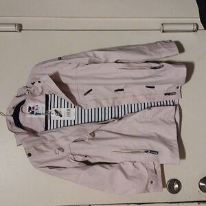 Batela Sea Style Raincoat Light Pink with Breton Nautical Stripe Lining Size 36